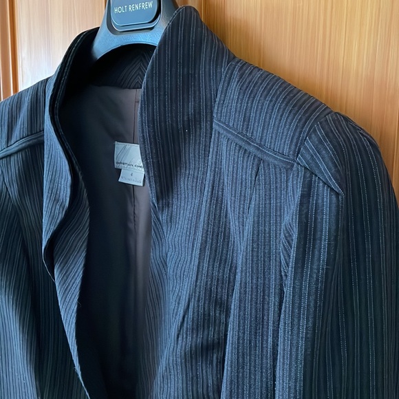 Stunning pinstripe tailored suit long blazer Christian Chenail for Muse - Picture 5 of 12